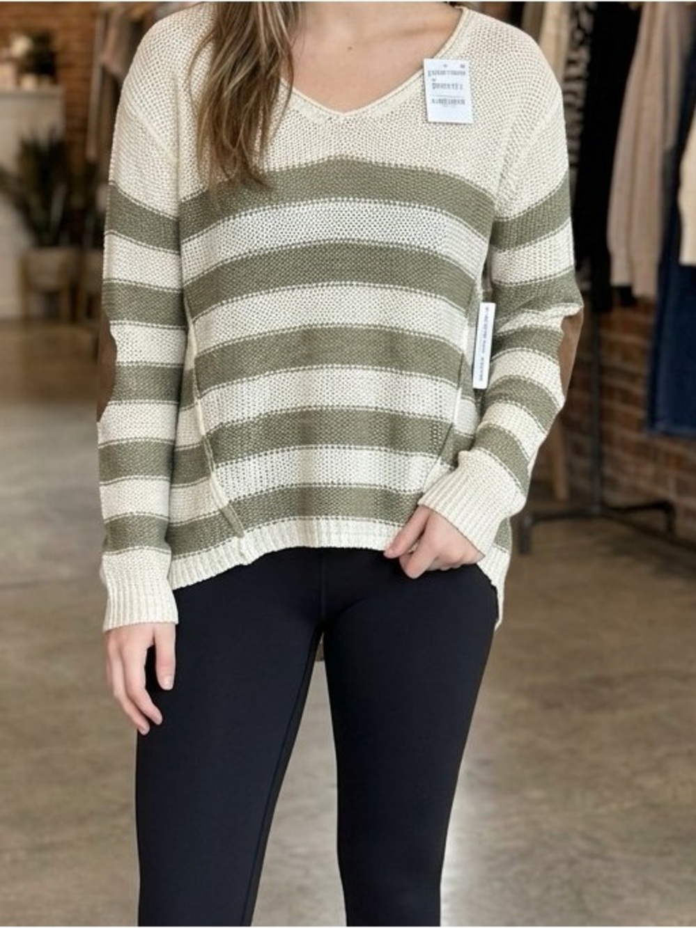 RDI V-Neck Elbow Patch Tunic Sweater